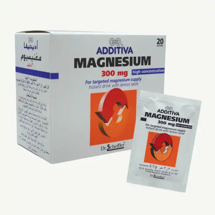 Additiva 300mg Magnesium Supplement Sachets Lemon Flavor, 20x3.7g