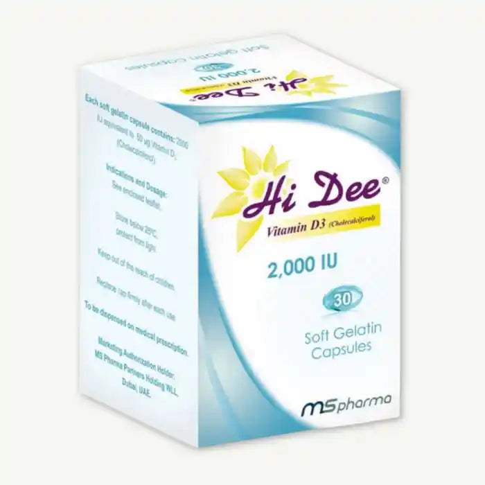 Hi Dee 2000 IU Vitamin D3 Supplement, 30 Capsules