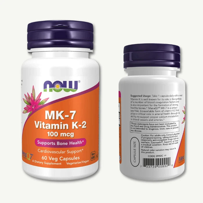 Now Mk-7 100mcg Vitamin K2 Bone & Cardiovascular Support Supplement, 60 Capsules