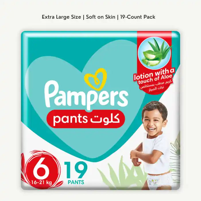 Pampers Baby Diaper Pants with Aloe Vera Lotion Size 6 (16-21kg), 19 Pieces