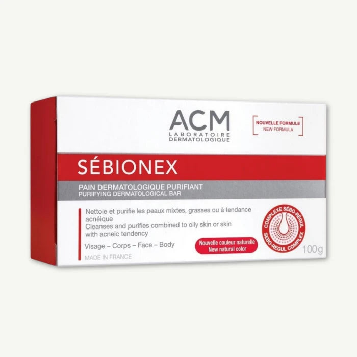 ACM Sebionex Purifying Dermatological Face & Body Bar for Combination to Oily & Acne-Prone Skin, 100g