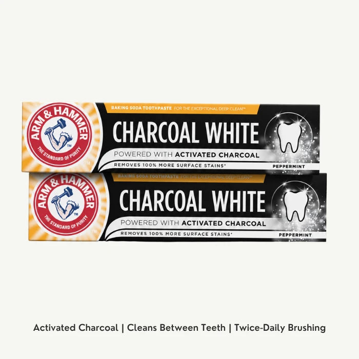 A&H Charcoal White Toothpaste, 2x75ml