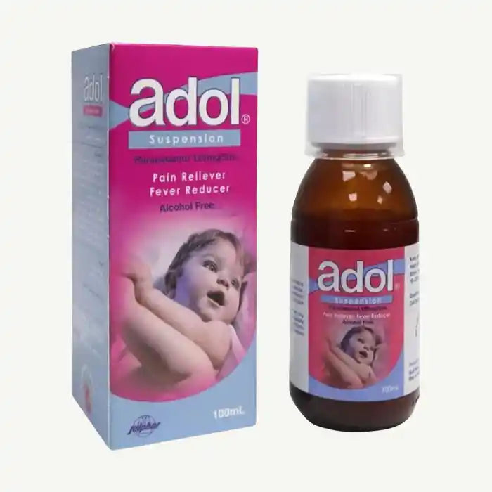 Adol 120mg/5ml Paracetamol Pain & Fever Relief Suspension Syrup for Infants, 100ml