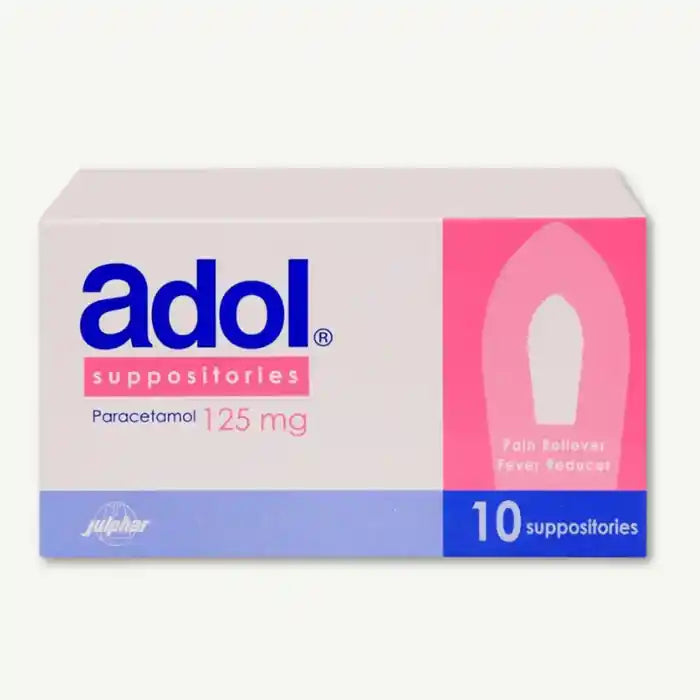 Adol 125mg Paracetamol Suppositories, 10 suppositories