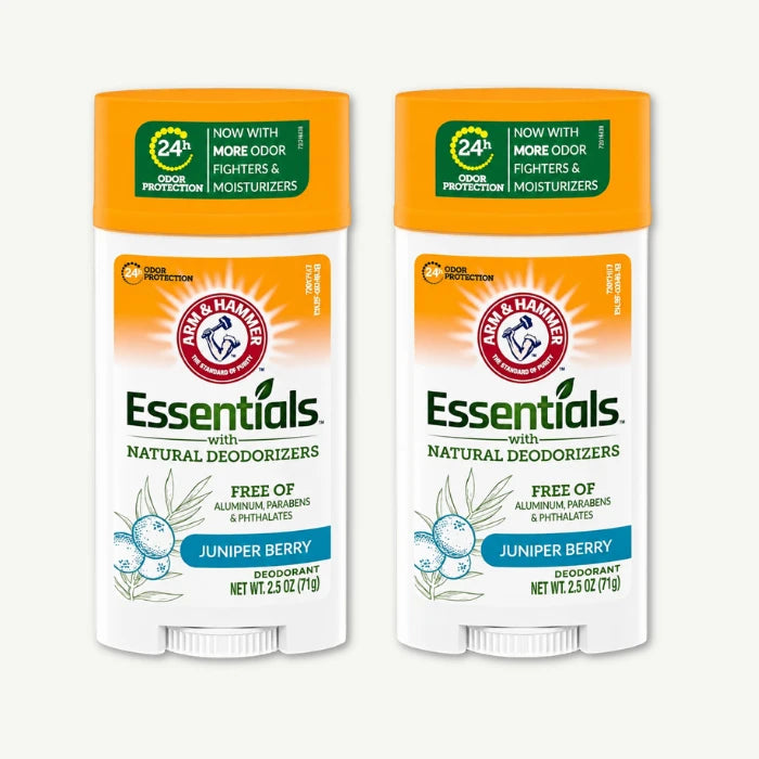 Arm & Hammer Essentials Natural Deodorant Stick Clean Juniper Berry Scent, 2x71g
