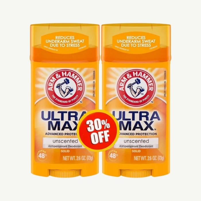 Arm & Hammer Ultra Max Unscented 48H Antiperspirant Deodorant Stick (30% Off), 2x73g