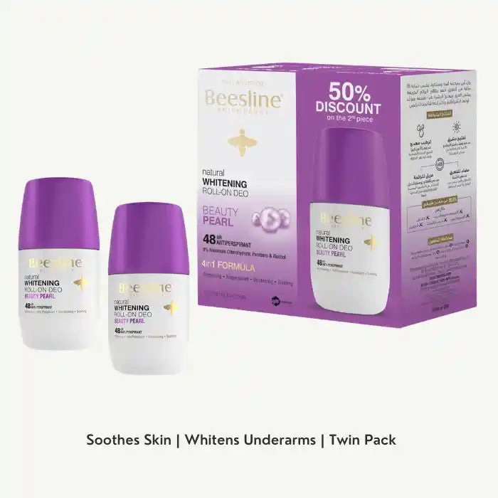 Beesline Pearl Beauty Whitening Deodorant Roll On 2x50ml