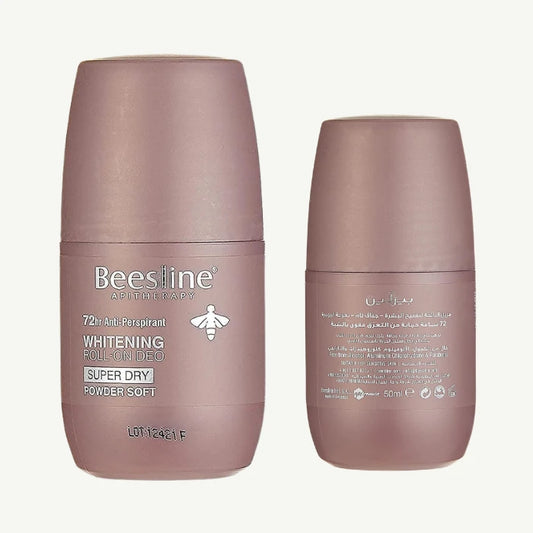 Beesline Super Dry Powder Soft 72H Whitening, Deodorizing & Antiperspirant Roll-On Deodorant, 2x50ml
