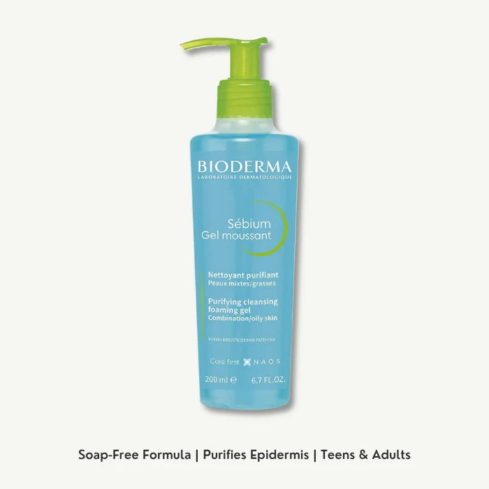 Bioderma Sebium Hypoallergenic Purifying & Cleansing Facial Cleanser Gel for Combination & Oily Skin, 200ml