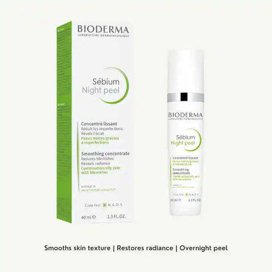 Bioderma Sebium Night Peel Smoothing Face Concentrate for Oily and Combination Skin with Blemishes, 40ml