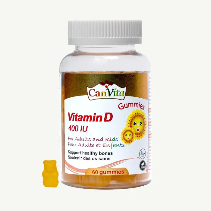 Canvita 400 IU Vitamin D Healthy Bones Support Gummy Supplements for Adults & Kids, 60 Pieces