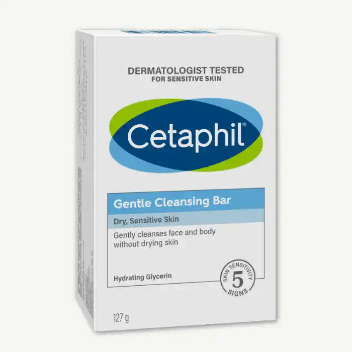 Cetaphil Hypoallergenic Gentle Face & Body Cleansing Bar for Dry & Sensitive Skin, 127g