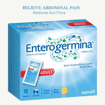 compare product Enterogermina 6 Billion/2g Powder for Oral Suspension Citrus Flavor, 10 Pieces