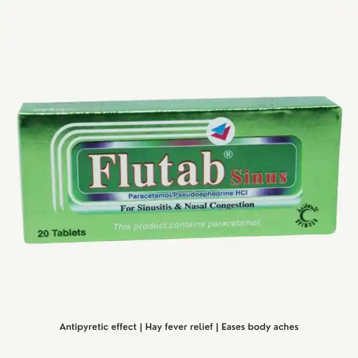 Flutab Paracetamol for Sinustis & Nasal Congestion, 20 Tablets
