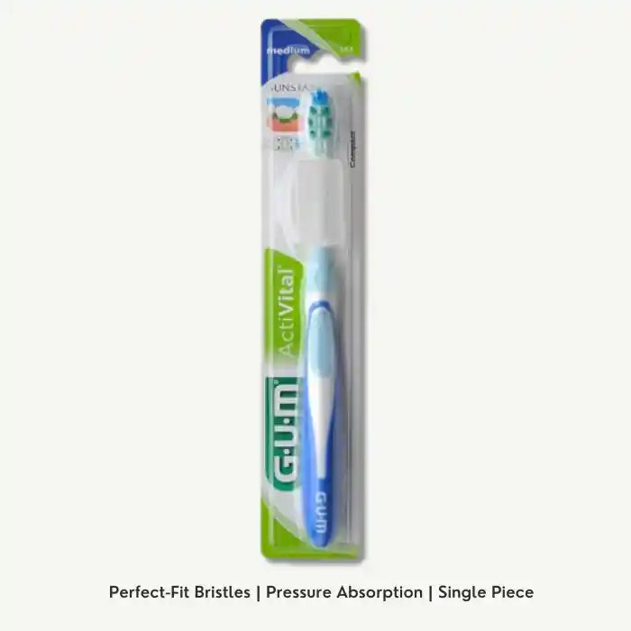 GUM Activital Blue Compact Medium Toothbrush, 1 Piece