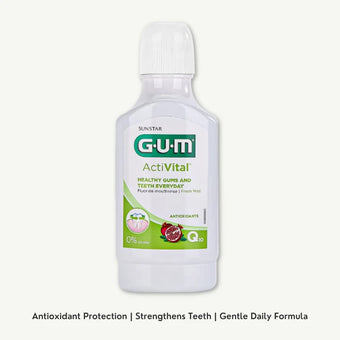 compare product GUM Activital Fluoride Q10 Mouth Rinse Fresh Mint Flavor, 300ml
