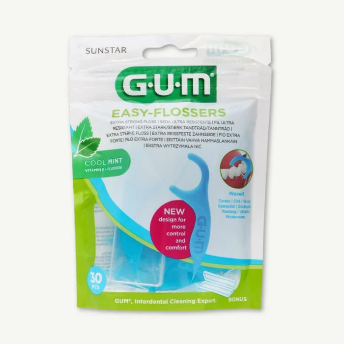 GUM Easy Flossers Cool Mint Flavor with Vitamin E & Fluoride, 30 Pieces