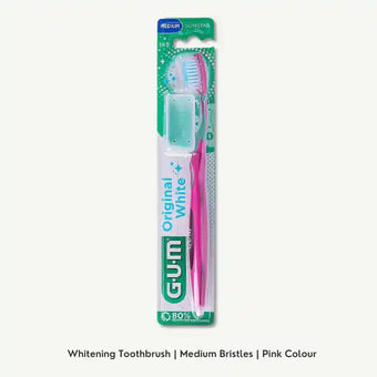 compare product GUM Original White Pink Medium Toothbrush with Cover, 1 Piece
