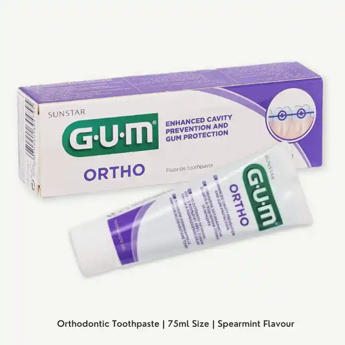 GUM Ortho Gel Toothpaste Spearmint Flavor with Fluoride (7+ Years), 75ml