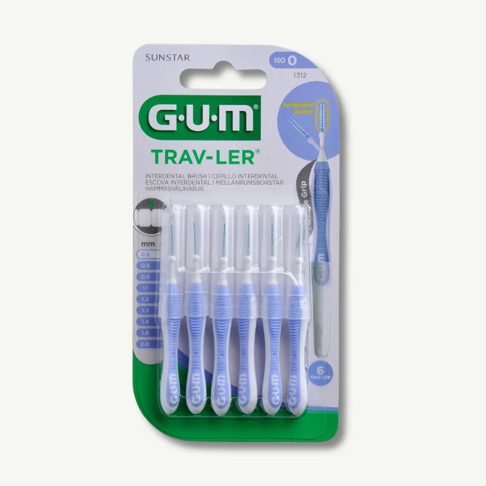 GUM Trav-ler 0.6mm Purple Interdental Brushes, 6 Pieces
