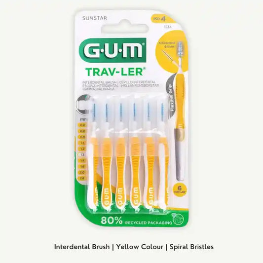 GUM Trav-ler Yellow 1.3mm Interdental Brush, 6 Pieces