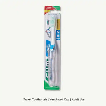 compare product GUM Travel Antibacterial Blue and White Soft Toothbrush, 1 Piece