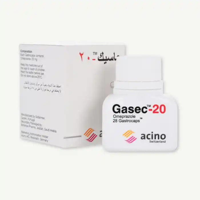 Gasec 20mg Omeprazole Proton Pump Inhibitor, 28 Capsules