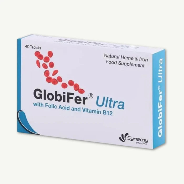 Globifer Ultra Iron Supplement with Folic Acid & Vitamin B12, 40 Tablets