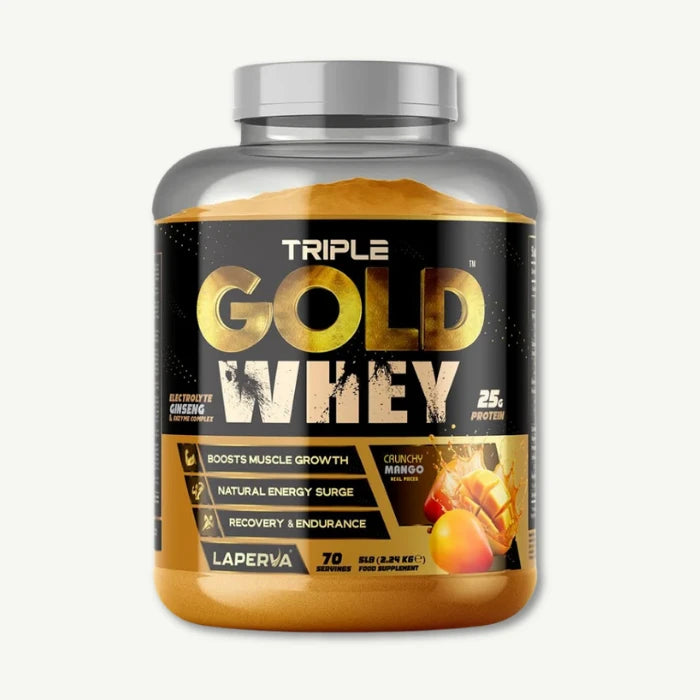 Laperva Triple Gold Whey Crunchy Mango Whey Protein Supplement, 5LB