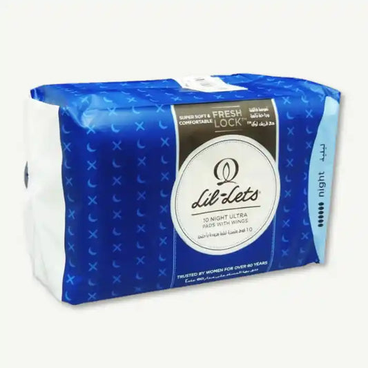 Lil-Lets Night Ultra Pads with Wings, 10 Pieces