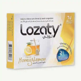compare product Lozaty Throat Lozenges Honey & Lemon Flavor for Sore Throat & Nasal Congestion, 24 Pieces