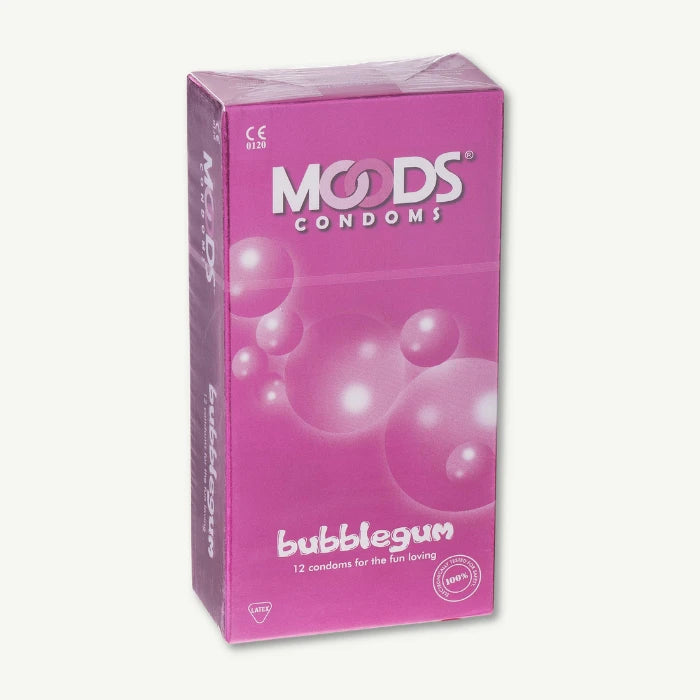 Moods Latex Condoms Bubblegum Flavor, 12 Pieces