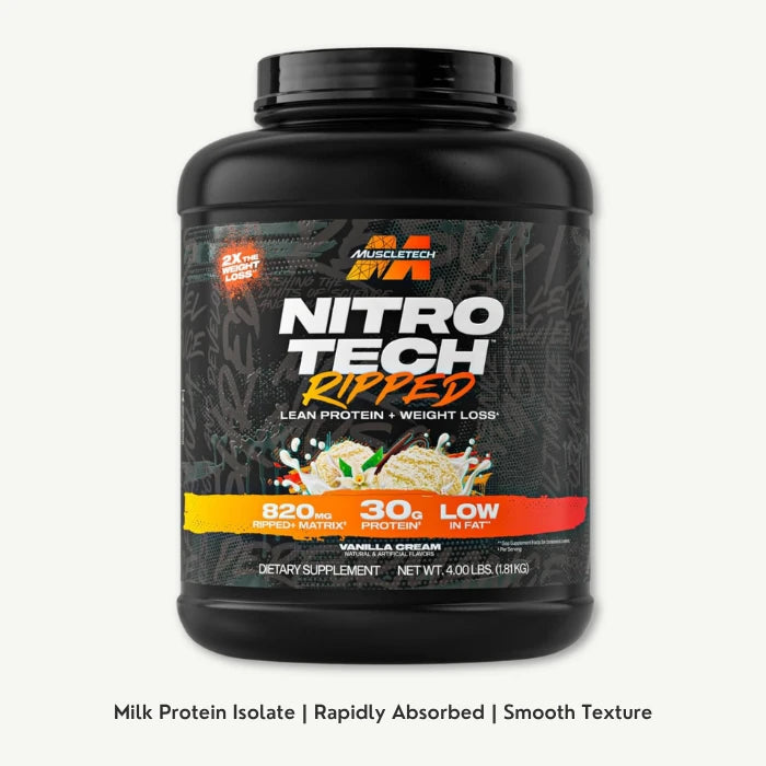 Muscletech Nitro Tech Ripped Whey Protein Powder French Vanilla Bean Flavor, 1.81kg