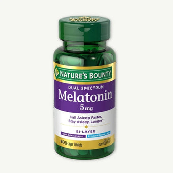 compare product Nature's Bounty Dual Spectrum 5mg Melatonin Sleep Support Supplement, 60 Tablets