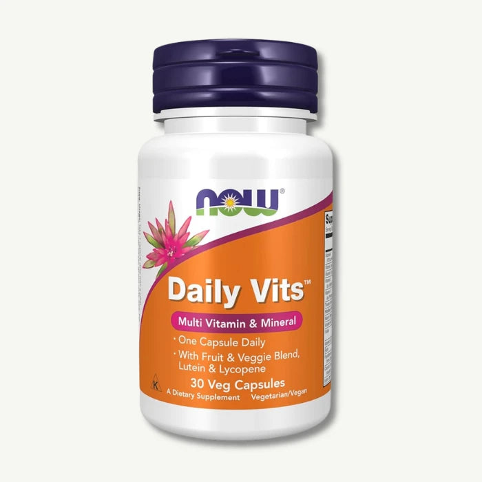 Now Daily Vits Multivitamin & Mineral Supplement With Fruit & Veggie Blend, Lutein & Lycopene - Vegan 30 Cap