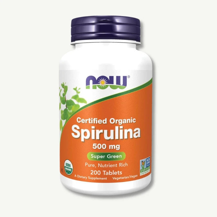 Now Organic 500mg Spirulina Supplement, 200 Tablets