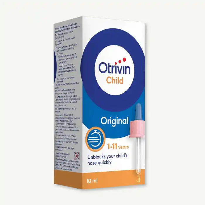 Otrivin 0.05% Child Nasal Decongestant Drops, For Ages 1-11, 10ml