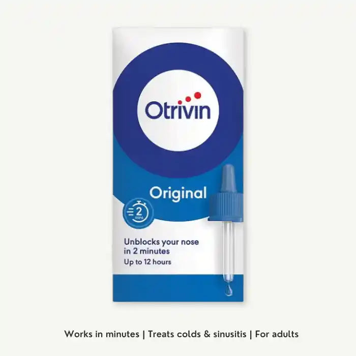 Otrivin 0.1% Adult Nasal Drops For Fast Effective Nasal Congestion Relief, 10ml
