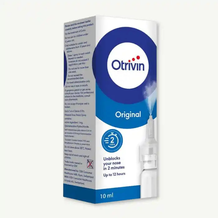 Otrivin 0.1% Adult Nasal Spray For Fast Effective Nasal Congestion Relief, 10ml