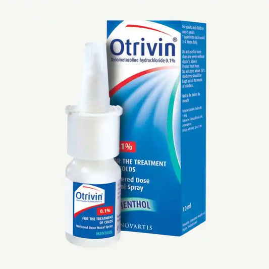 Otrivin 0.1% Xylometazoline HCL Metered Dose Nasal Spray Menthol Scent, 10ml