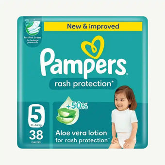 compare product Pampers Baby-Dry Diapers with Aloe Vera Lotion Size 5 (11-16kg), 38 Pieces