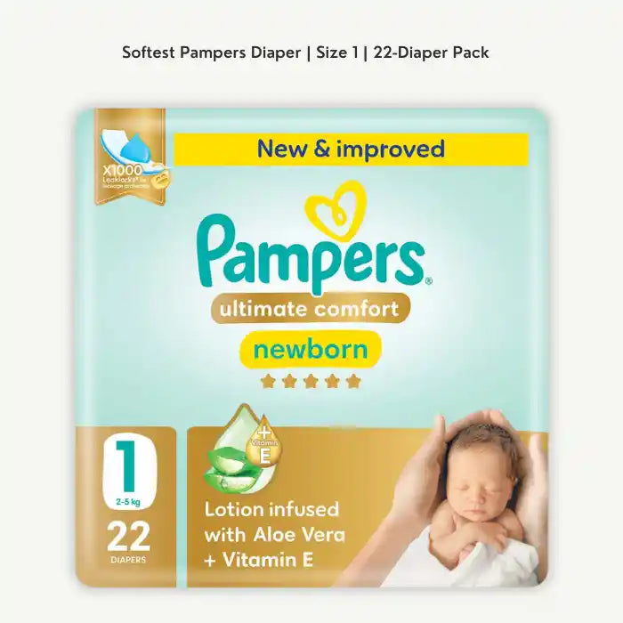Pampers Premium Care Diapers, Size 1, Newborn, 2-5 kg, 22 Diapers