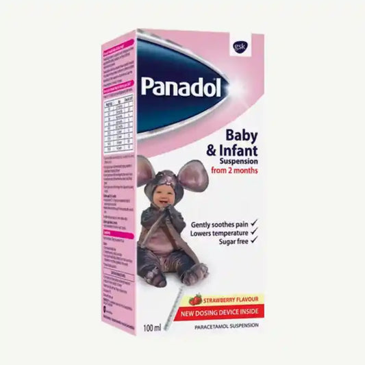 Panadol Baby & Infant Suspension Strawberry Flavor (2+ Months), 100ml