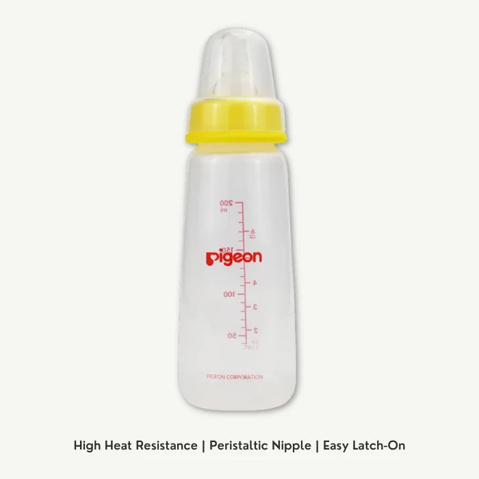 Pigeon Slow Flow White & Yellow 200ml Glass Nursing Bottle with Peristaltic Nipple, 1 Piece