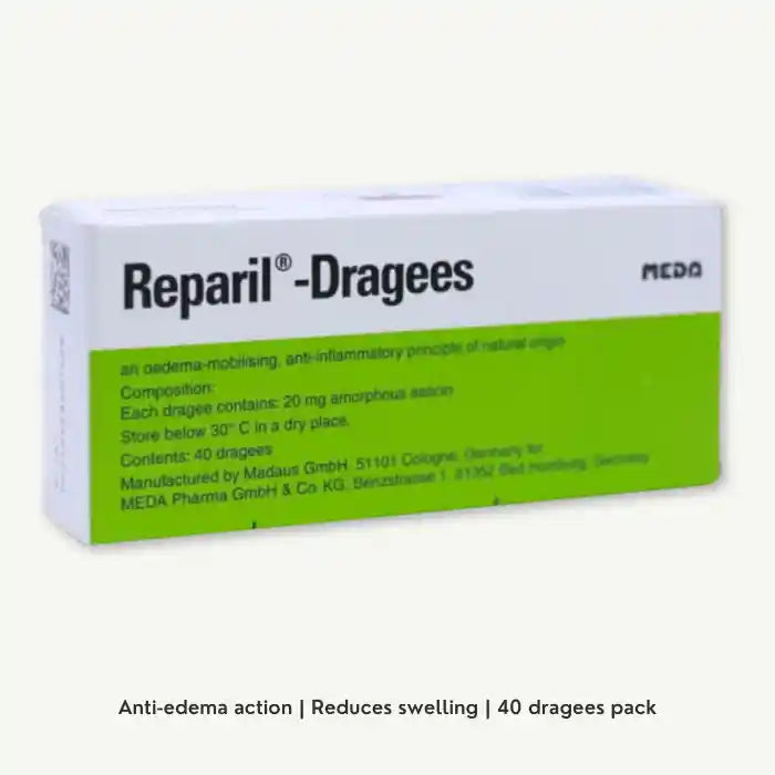 Reparil 20mg Amorphous Aescin Edema Mobilizing & Anti-Inflammatory Dragees, 40 Pieces