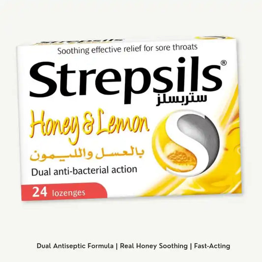 Strepsils Honey and Lemon Soothing Effective Relief Lozenges for Sore Throats, 24 Lozenges