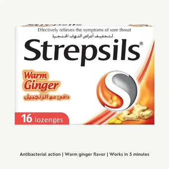 compare product Strepsils Warm Ginger Lozenges for Sore Throat Symptoms, 16 Lozenges